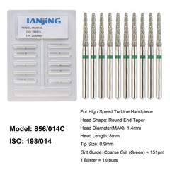 Dental Diamond Burs FG Round End Taper Football Fine Coarse 856 850 High Speed
