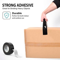 Black Duct Tape Heavy Duty, 2 Inches x 50 Yards Per Roll, Waterproof Outdoor