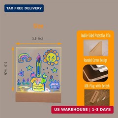5.9×5.9 Inch Warm LED Clear Acrylic Drawing Writing Message Dry Erase Board | Ea