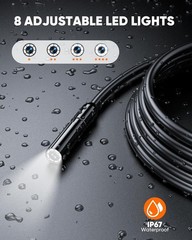 Endoscope Camera with Light, Dual Lens 1080P Industrial Borescope with 8 LED …