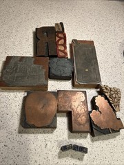Vintage Printing Letterpress Printers Block. Lot Of 13