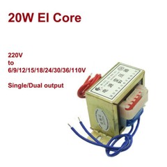 20W EI Core Power AC Transformer 220V to 6/9/12/15/18/24/30/36/110V Single/Dual