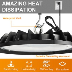 6 Pack 300W UFO Led High Bay Light Commercial Industrial Factory Light 90-277V