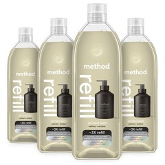 Method Premium Gel Hand Wash Refill, Vetiver + 34 Fl Oz (Pack of 4), clear