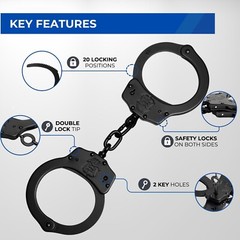 Police Magnum Black Steel Heavy Duty Handcuffs-Law enforcement security gear