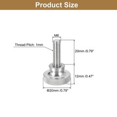 5pcs M6x20mm Knurled Thumb Screws 304 Stainless Steel Flat Knurled Thumb Screws