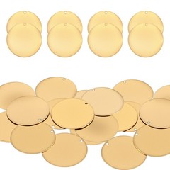 25 PCS 1 Inch Circle Solid Brass Tags Stamping Blanks Key Round Golden Hole