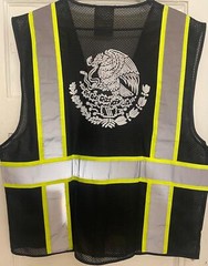 🦺MEXICO FLAG BLACK SAFETY VEST WITH POCKETS FOR WORK REFLECTIVE SIZE M-4XL