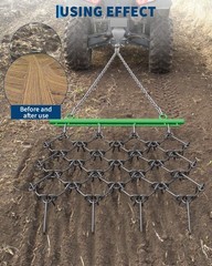 4×4 FT Heavy Duty Tow Behind Drag Harrow 1/2″ & 3/8″ Tines for ATV Lawn Tractors
