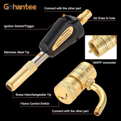Durable MAPP Gas Turbo Torch with Rotatable Head – Perfect for HVAC and Plumbing
