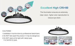 200W UFO LED High Bay Light Shop Lights Warehouse Commercial Garage Lamp 6000K