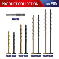 #14 X 5 Inch Lag Screws (57Pcs) 2Lb. Structural Wood Screw, Black, Carbon Steel