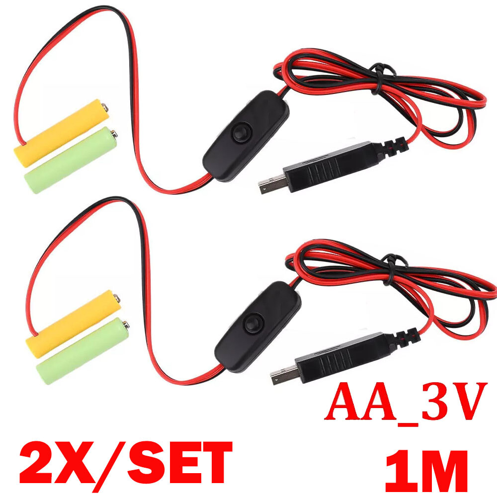 2X AAA Eliminator Cable Dummy-Battery Power Cord Replacement For 3V/4.5V/6V US