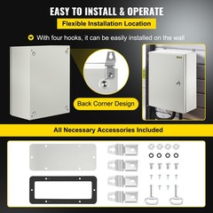 VEVOR 16” 20” 24” Carbon Steel Electrical Enclosure IP65 Wall Mount Junction