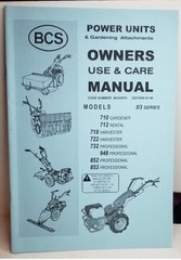 BCS Power Units Owners Use & Care Manual Tractor Tiller Mower Snow Thrower
