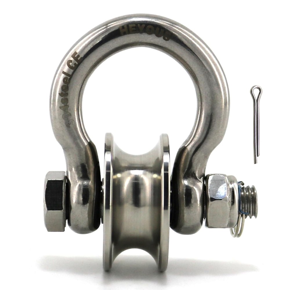Heyous Detachable U Shaped Pulley with Large Size Long Screw Groove Pulley Wheel