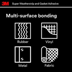 3M Black Super Weatherstrip and Gasket Adhesive, 08008, 5 fl 5 fl. oz.,