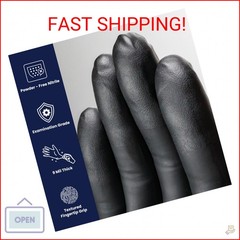Adenna Dark Light 9 mil Nitrile Powder Free Exam Gloves (Black), Large – Box of