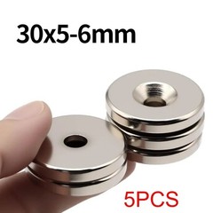 10pcs N53 Strong Countersunk Ring Magnets 30×5-6mm Hole Rare Earth Neodymium