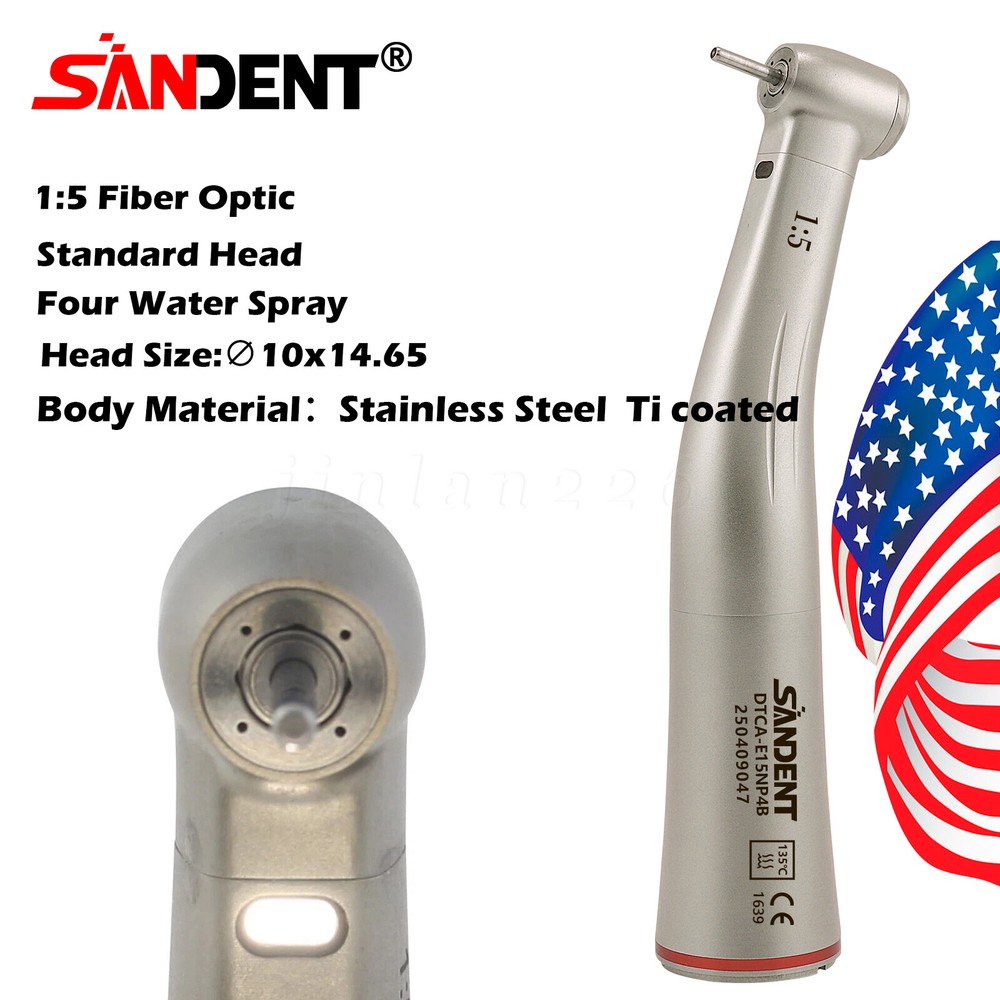 Dental 1:5 Increasing HandpieceLED Fiber Optic Contra Angle 1:4.2 45° Surgical