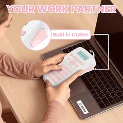 EazeID Label Maker Machine with Tape (White+Pink)