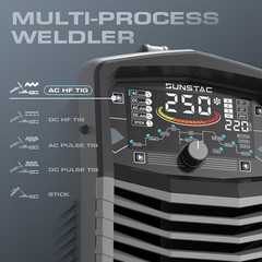 250A AC/DC Aluminum TIG Welder with Pulse DC TIG/AC TIG/Pulse TIG/SPOT TIG/Stick