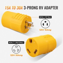 NEMA 5-15P to TT-30R RV Adapter 15A to 30A 110V Power Converter Plug for Camper