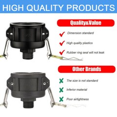 10PC 275 330 Gallon IBC Tote Water Tank Drain Adapter 2″Cam Lock for Garden Hose
