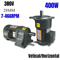 Three-Phase CW/CCW Reduction Gear Motor Adjustable Speed AC 380V 400W 28mm New