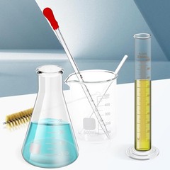 14Pcs Lab Flask Glass Measuring Glass Set: Beakers & Cylinders Lab Drying Rack