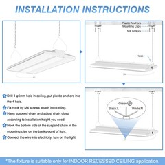 2FT Linear LED High Bay Light 300W 2Pack Commercial Warehouse Shop Light Fixture