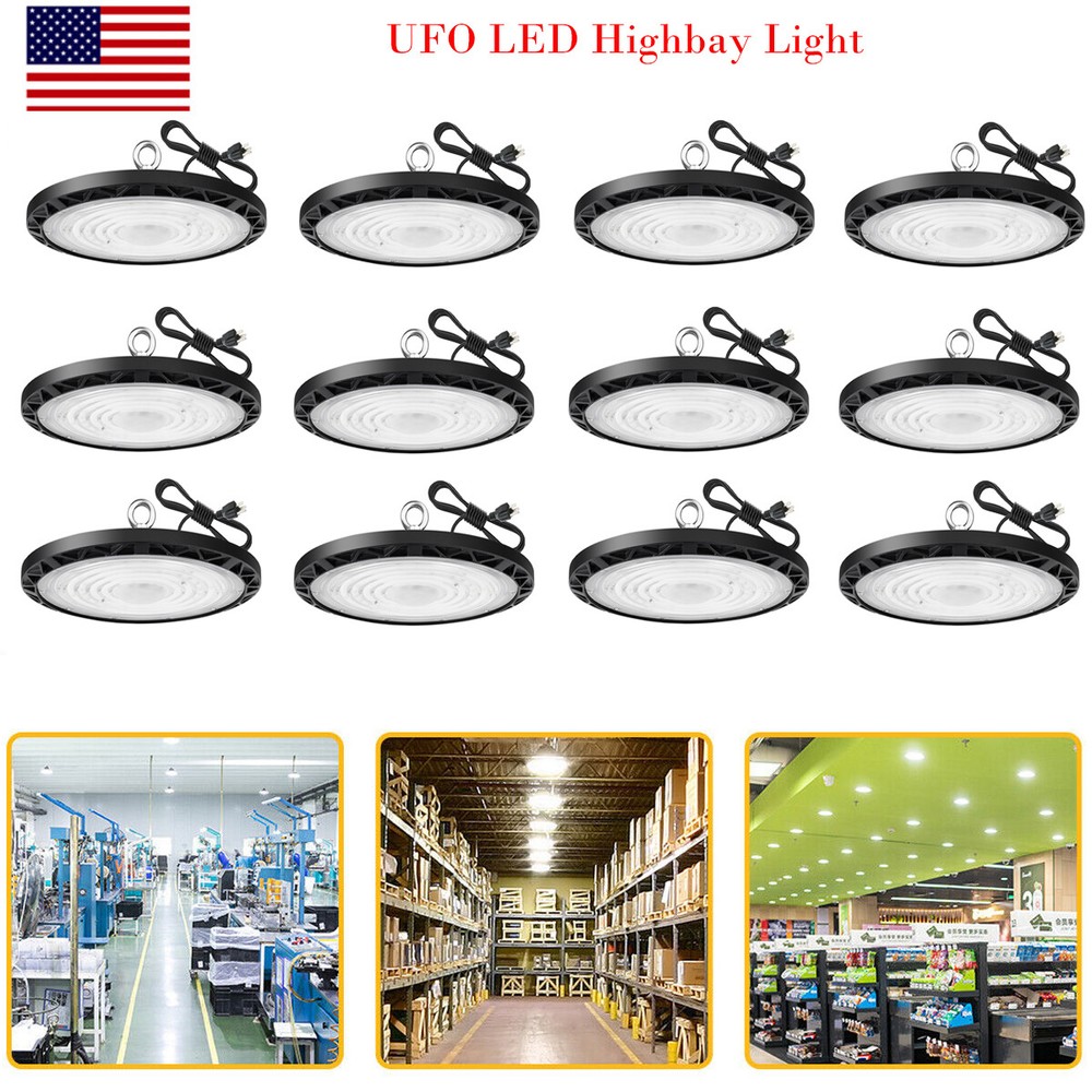 12 Pack 100W UFO LED High Bay Light Industrial Factory Warehouse Shop Commercial