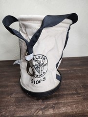 KLEIN TOOLS 5106S Bucket Bag,Canvas, Made In USA Used Condition Nice Hanging Bag