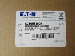Eaton C25GNF290H Definite Purpose Contactor 2P 90A 600V, 277V Coil New in Box