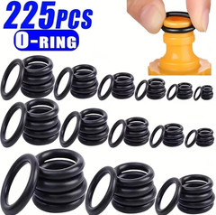 225pcs Black Rubber O-Ring Seal Kit Assorted Sizes Oil Water Resistant – NEW