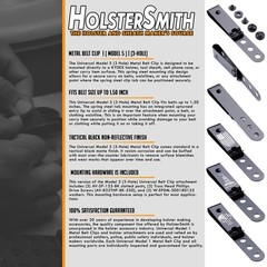HolsterSmith Universal Metal Belt Clip for Holster Making – (Model 5) – (3-Ho