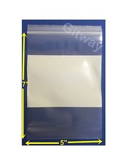5″ x 7″ White Block Writeable Resealable Zip Top Lock Clear Plastic Bags 4 miL