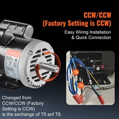 5HP Air Compressor Electric Motor 230V 25A 3450RPM 56Hz Frame CW/CCW Rotation