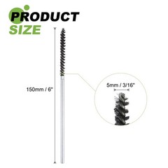 2pcs Pipe Cleaners Brush 0.2 Inch Stainless Steel Bristles for Tube Silver