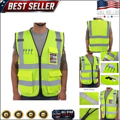 Men’s & Women’s Reflective Safety Vest – High Visibility ANSI Class 2, Large