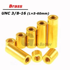 UNC 3/8-16 Brass Threaded Sleeve Rod Stud Round Connector Long Nuts 5-60mm Long