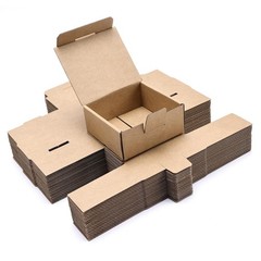 Small Shipping Boxes 3.5×3.3×1.6 Inches, 25-Pack Brown Corrugated Cardboard G…