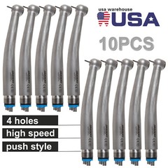 10pcs Dental High Speed Handpiece 4Hole Ceramic Rotor Standard head Single Spray