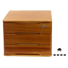 Wooden Desktop Storage Box 3-Tier Desk Organizer w/ Lockable Drawers 30kg max.