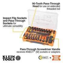 Klein Tools 65500KNECT Complete Impact Pass-Through Flip Socket Set 39-Piece NEW