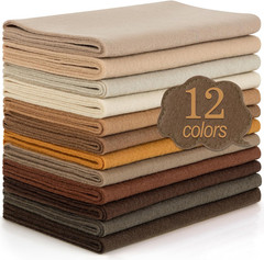12 Rolls 8″X35″(20.5X90Cm) 1.4Mm Thick Soft Felt Fabric Sheet 12 Assorted Brown