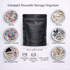 100 Pack 1g Mylar Bags Assorted Designs Smell Proof Resealable Zip Pouches