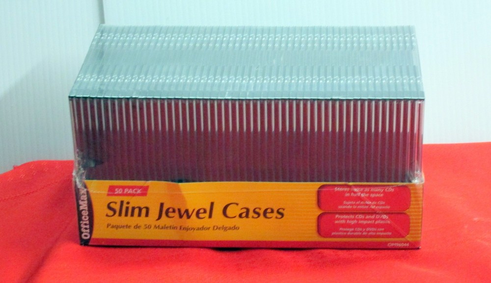 Office Max New Slim Jewel Cases 50 Pack Storage Clear/Black CDs DVDs Games Discs