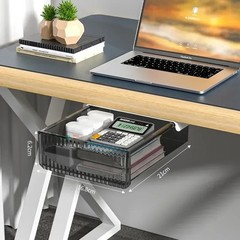 Under Desk Drawer Organizer Pull Out Storage Tray Hidden Office Box Black