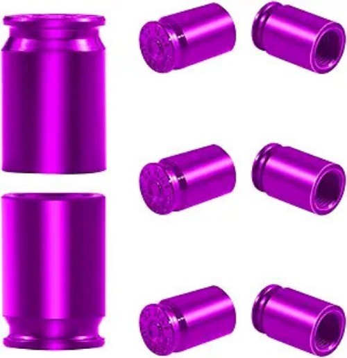 6-Pack Universal Bullet Valve Stem Caps, Aluminum Alloy Du Color: 6 PCS Purple